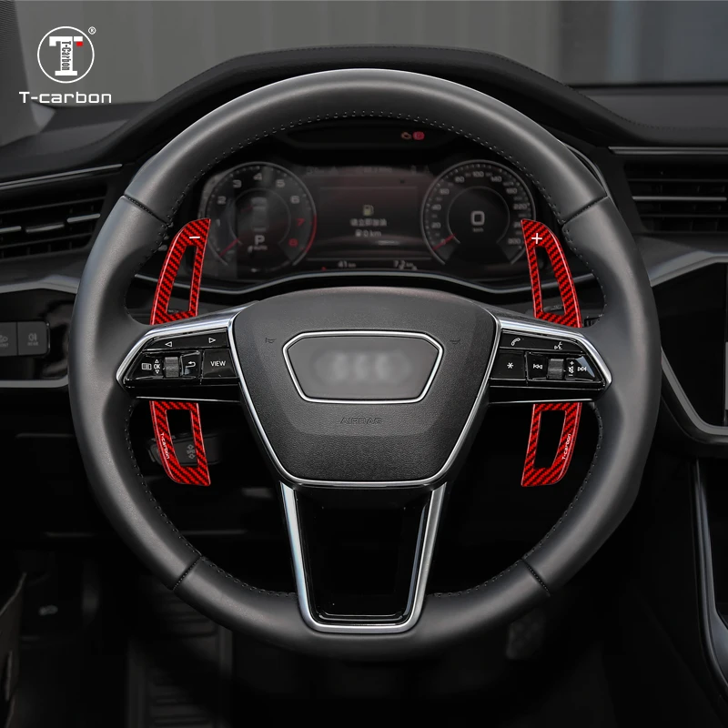 Carbon Fiber Interior Steering Wheel Factory direct sale Replacement Style Shift Paddle Shifter Extension For 2016-2022 Audi