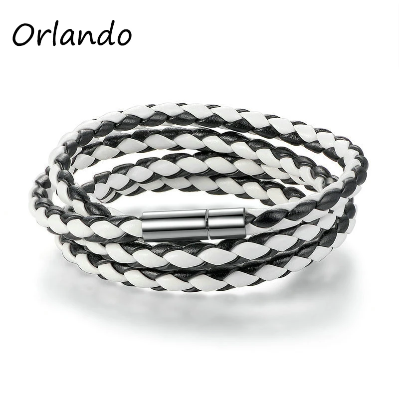 
Magnet buckle woven personalized PU leather bracelet bracelet leather rope 