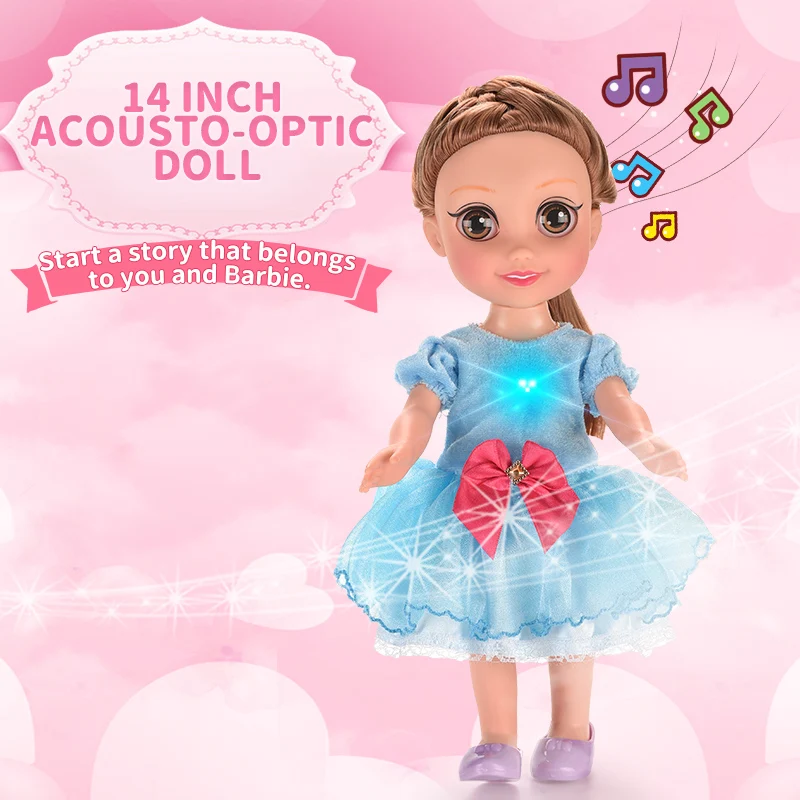 
Newest design kid toys of 14 inch music doll with light for girl gifts 