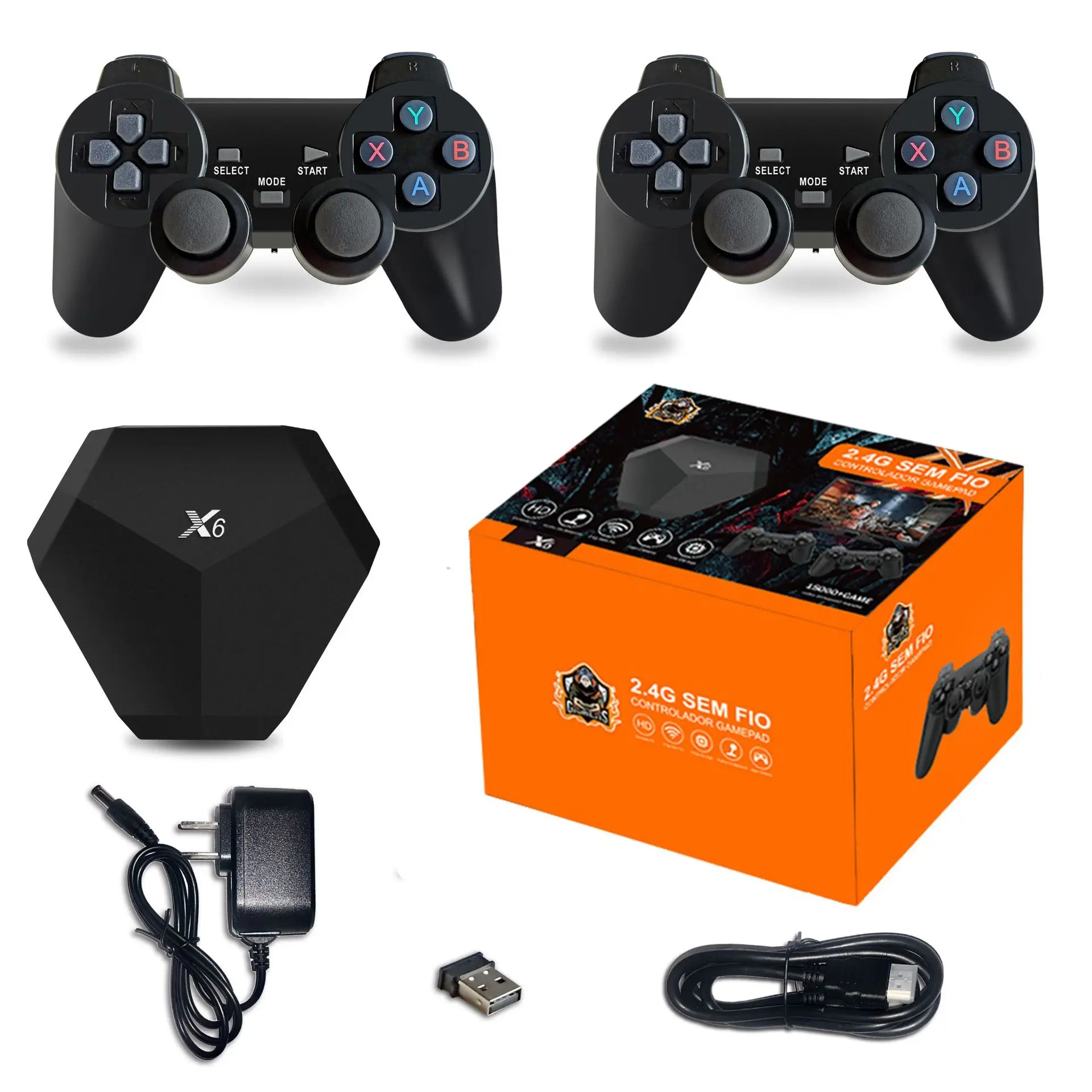 Ретро игровая консоль X6 симуляторы 64G 15000 игры установлен HD Выход 2 беспроводных контроллера загружаемый PS1 игровой подарок