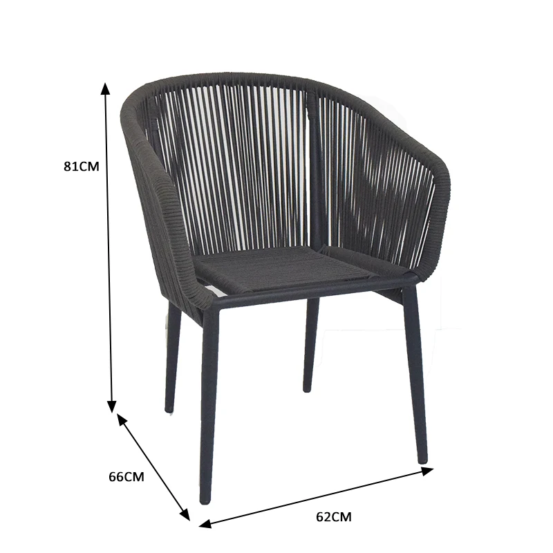 Dining Furniture Outdoor Inside Restaurant Coffee Rope Chairs Woven Seat with Rope Patio Dining Chair