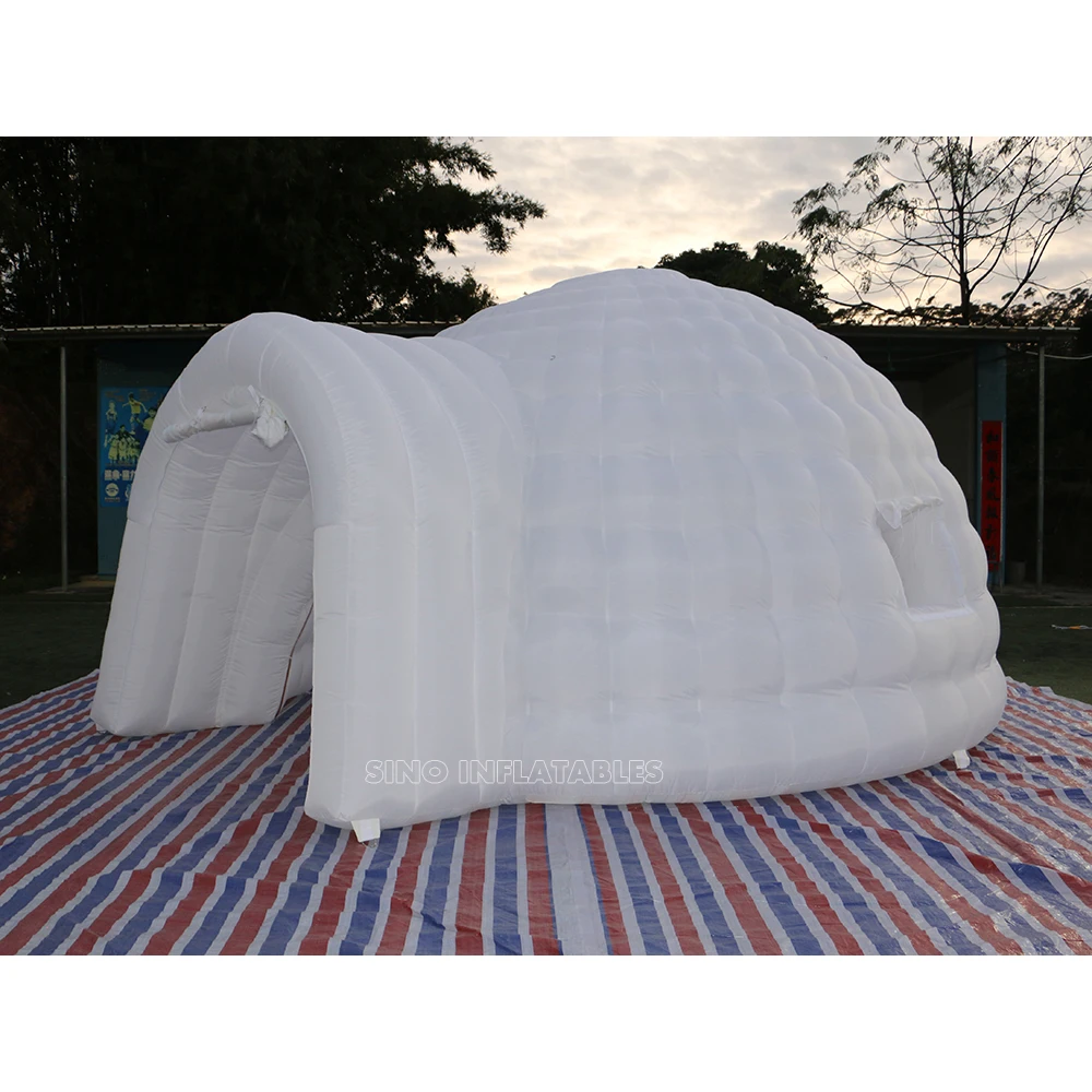 5m Dia movable white blow up inflatable igloo dome tent with LED light for night backyard parties from China inflatables factory