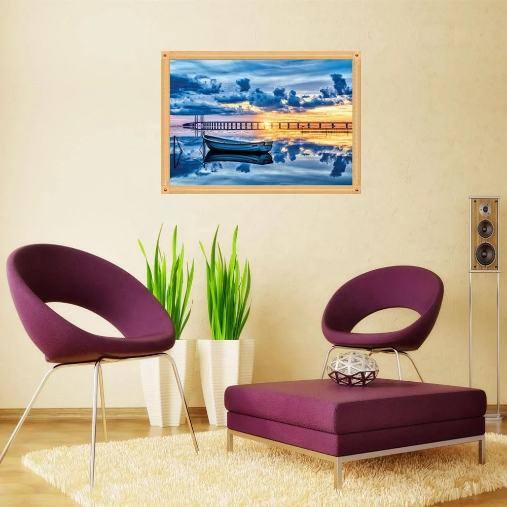 Wholesale high quality sea bridge DIY 5d sailing boat sundial full diamond embroidery diamond painting