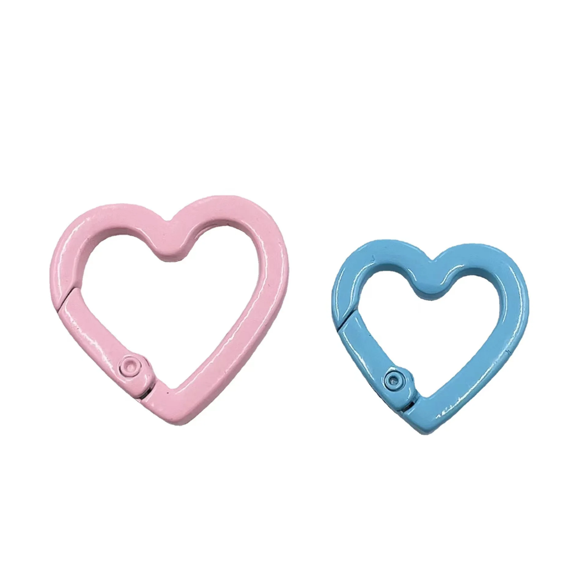 New Style Colorful heart shape Spring Ring DIY Handmade Jewelry Keychain/Carabiner Promotional Keychains Carabiners