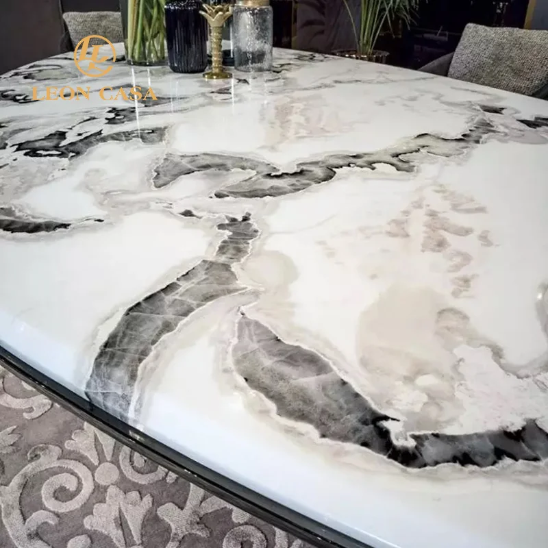 New Luxury Design Durable Oval Marble Set 4 Seater Table Set Dining Room Furniture Oval Dining Table