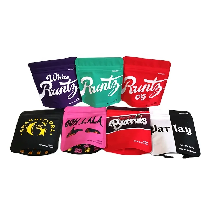
New In stock Custom Logo Print Matte Smell Proof Packing Mini Zip lock Weed Mylar Plastic Cookie Packaging Bags With Window 