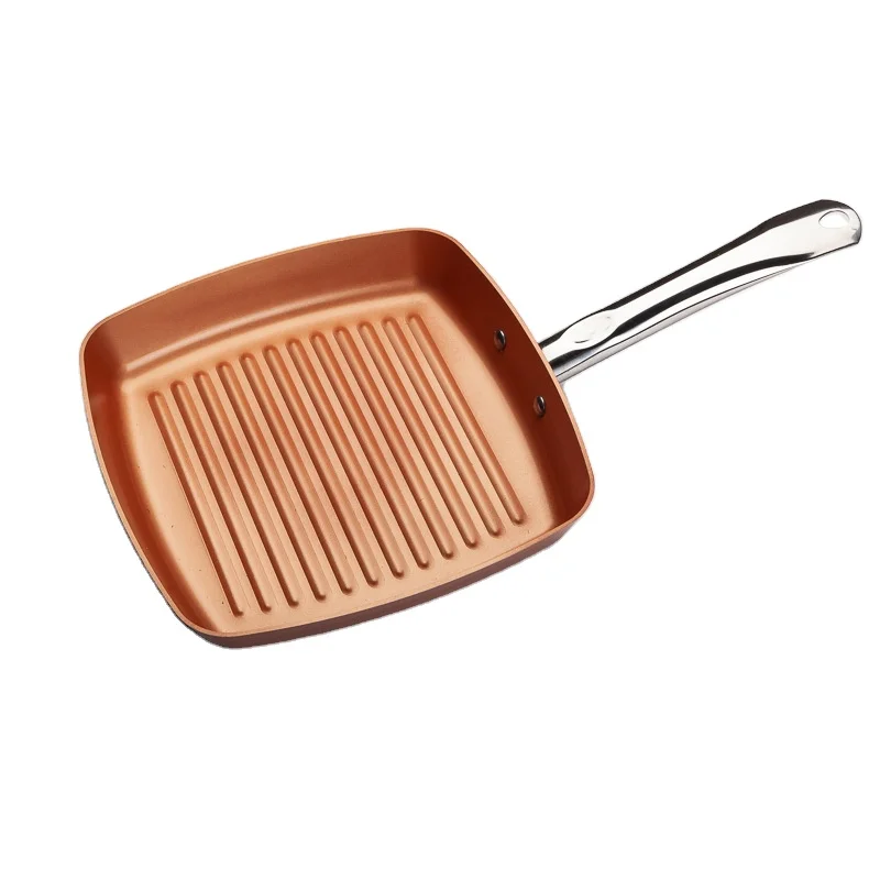 
Fried Egg Pancake Aluminum Alloy Steak Frying Pan Household Non-stick Copper Color Square Pan Kitchen Breakfast Cookware 