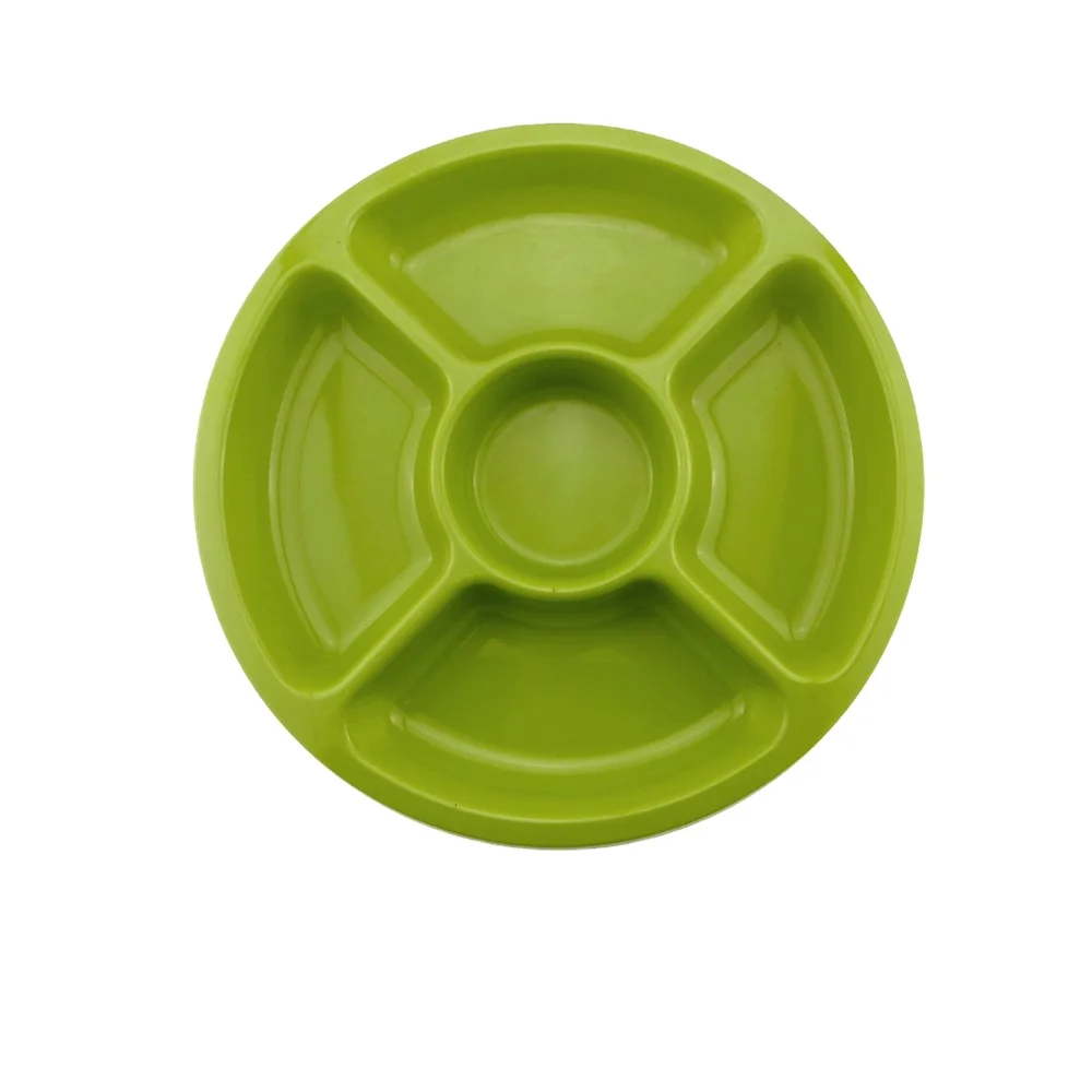 Sebest-factory green round 5 section color baking dish set melamine dinner ware melamine divided dinner plate