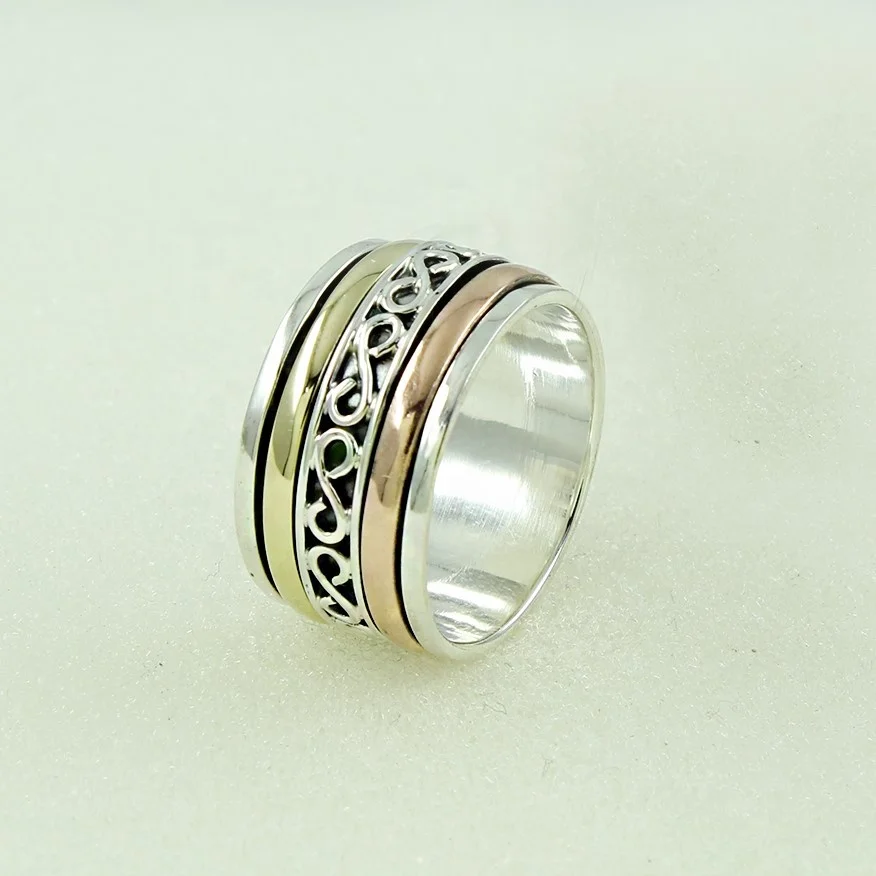 S Loop Shape Band Tension Remover 925 Sterling Silver Spinner Rings Exporter Jewelry