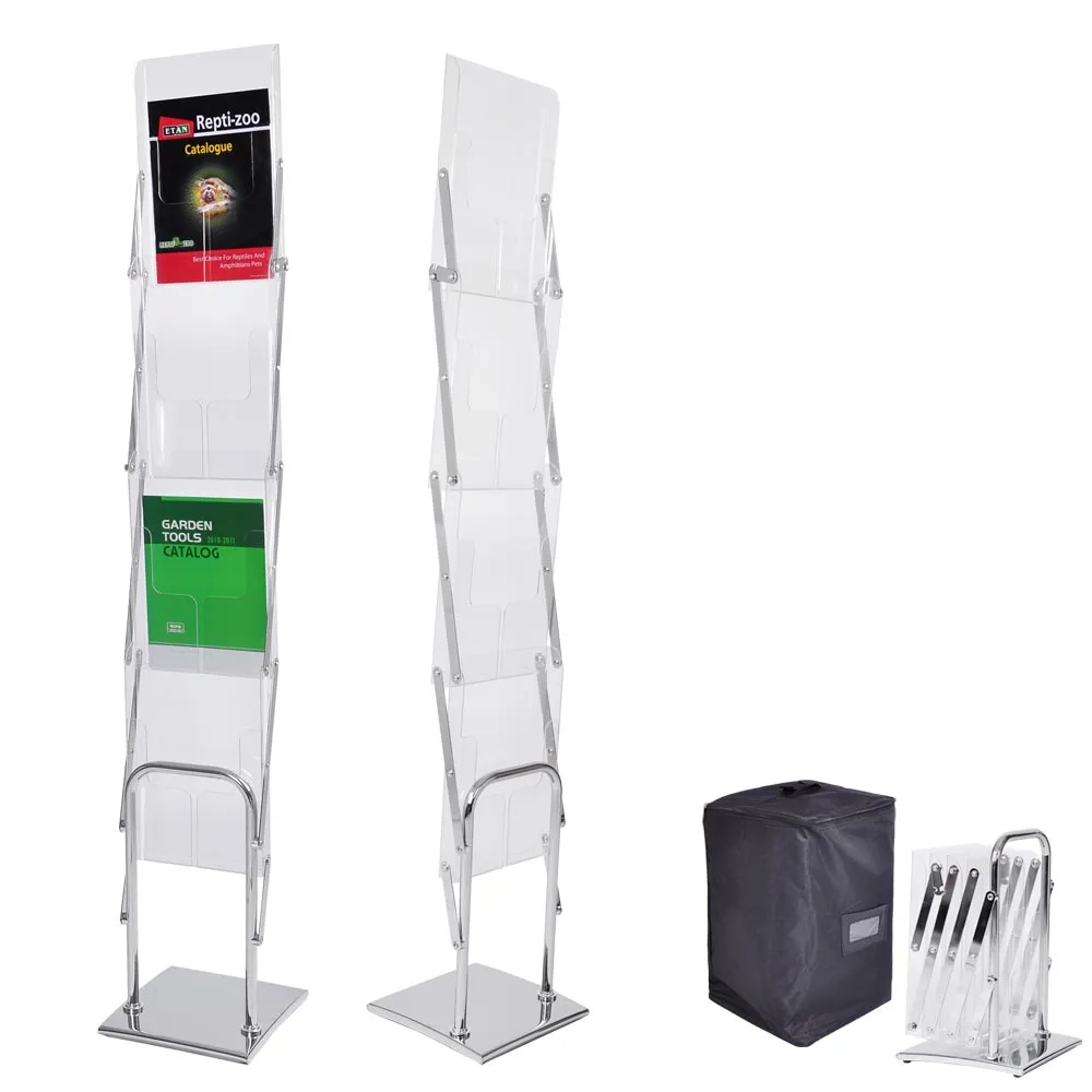 Library Silver Portable Iron Brochure Holder Stable A4 Magazine Holder Display Rack