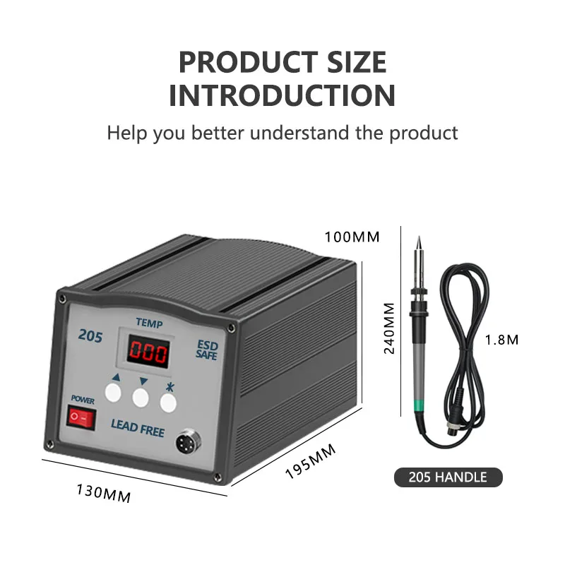 High Quality Digital Display 205 Lead-free High Frequency Rapid Heating Adjustable Constant Temperature Welding Table 150W Knife