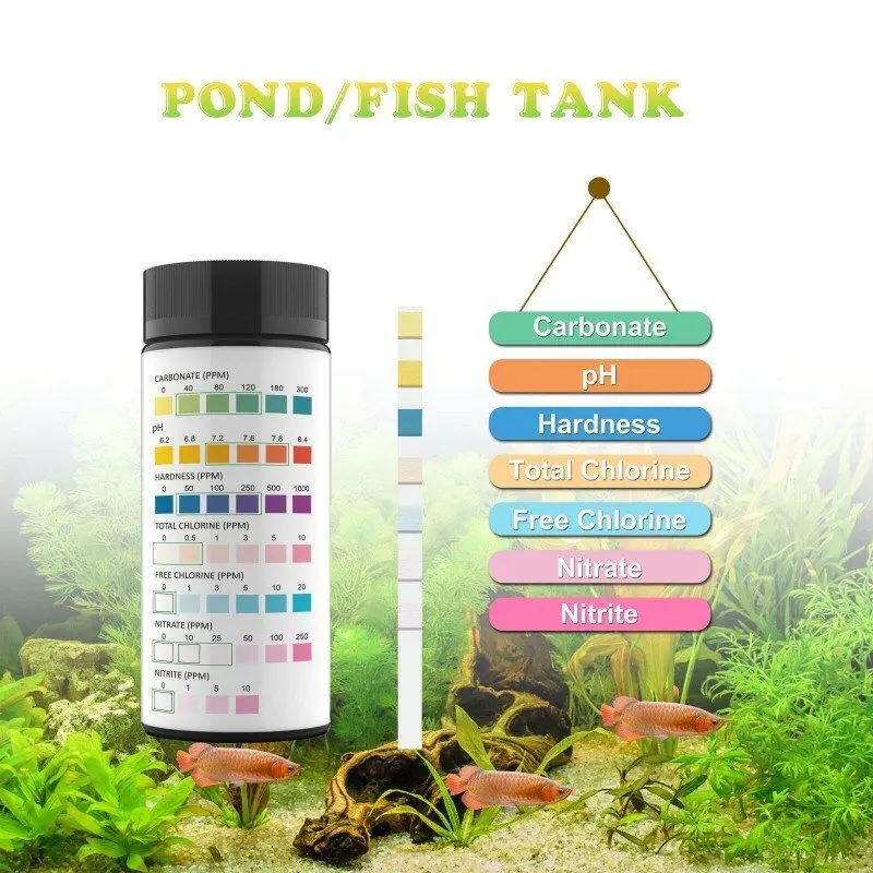 Aquarium Water Test Strip for Pond Fish Pool Spa Water Test Kits 7 in 1