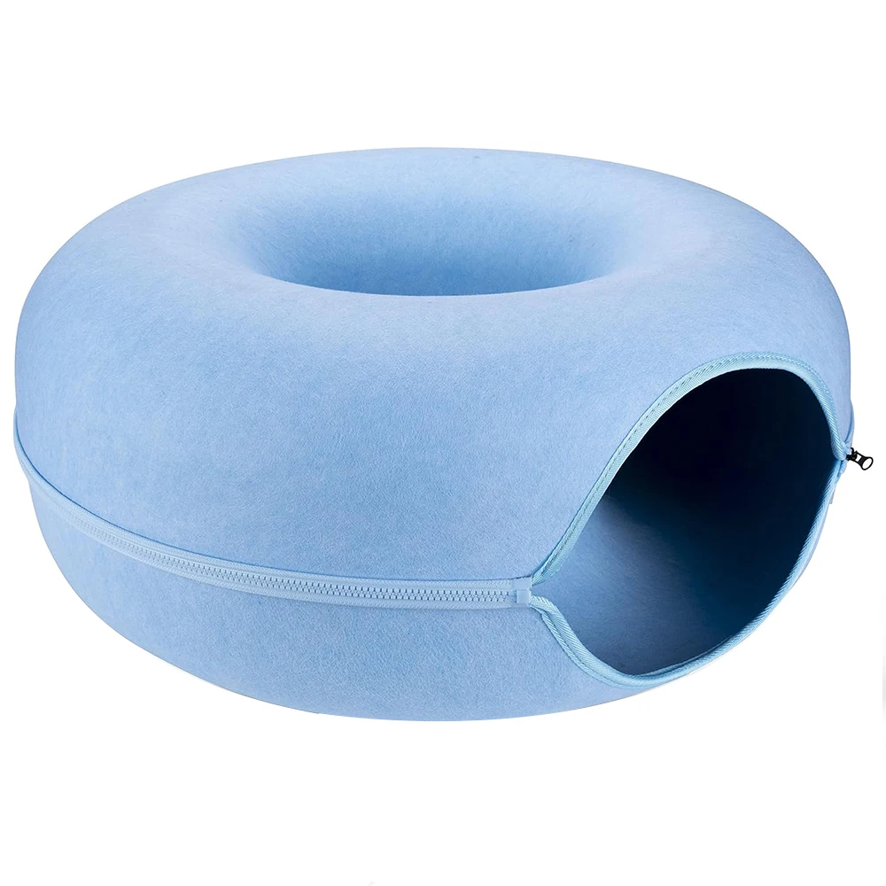 Cat Hole Tunnel Nest Bed Detachable Felt material Funny Cat Donut Tube Toy Double-layer composite structure cat bed