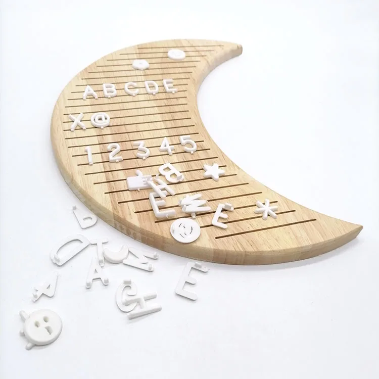 Moon Shape Solid Wooden Letter Board for Writing a Quote of Your Favorite Song or a Loving Note