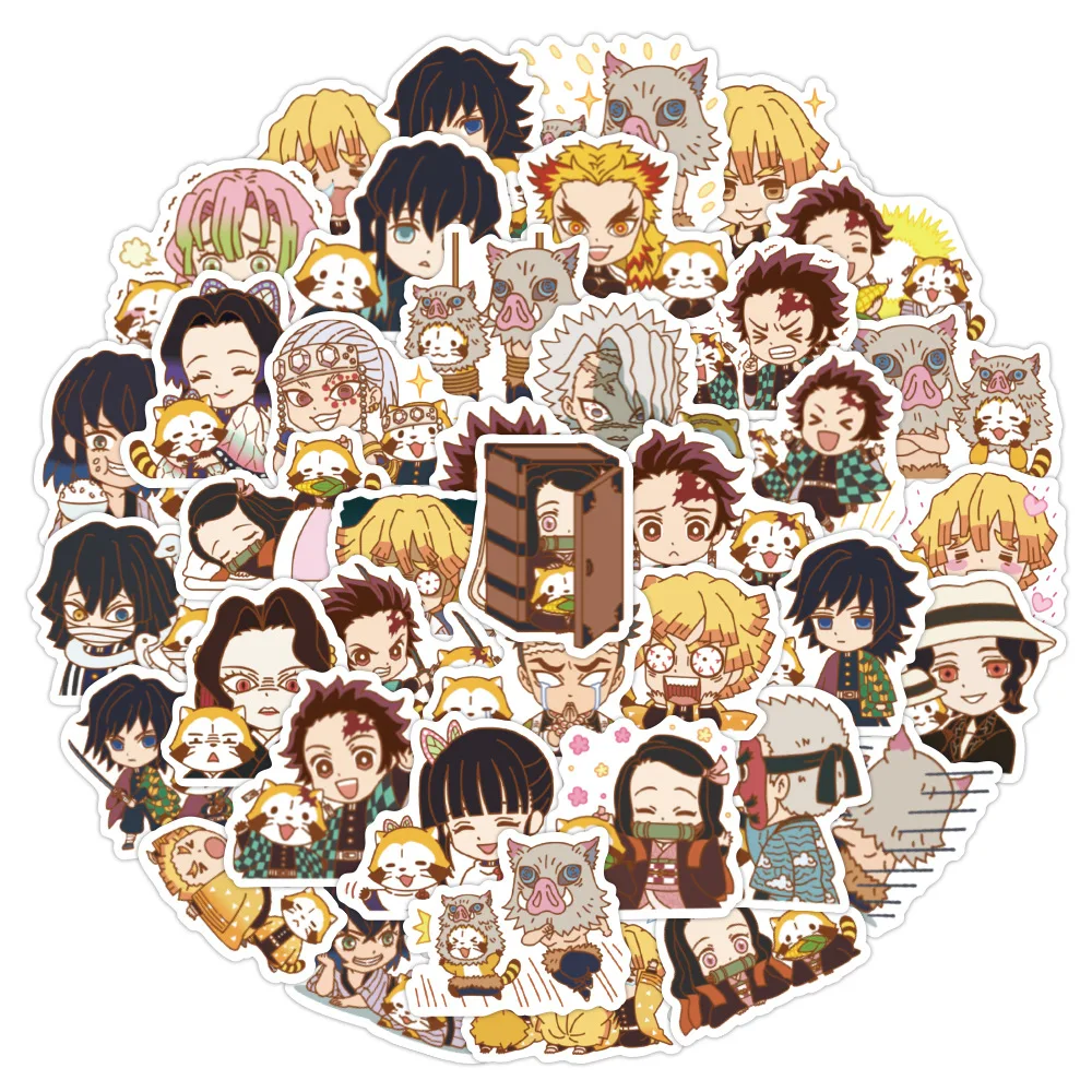 ZY1672C 40Pcs Demon Slayer Anime Stickers Waterproof Decorative Girl Laptop Skateboard Cellphone Luggage Guitar For Teen Decal