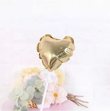 Новое поступление, самонадувной воздушный шар из фольги с палочкой, в форме сердца, звезды, воздушный шар, украшение для торта, воздушный шар