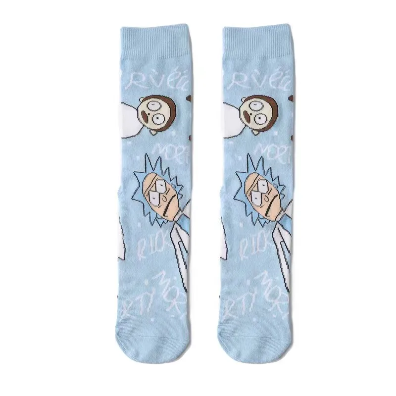 Wholesale custom knitted socks animation rick and Morty series of fashion tube socks manufacturer straight hair crew socks