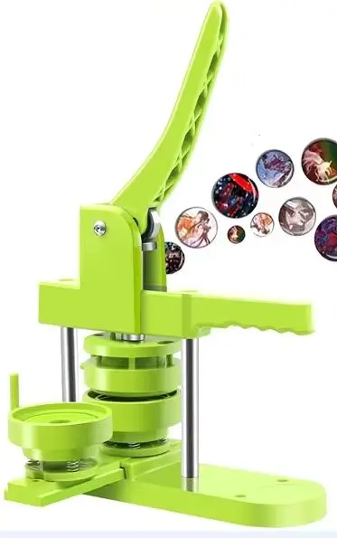 Manual Plastic & Metal Bottom Badge Maker Button Making Machine With Different Size Mould