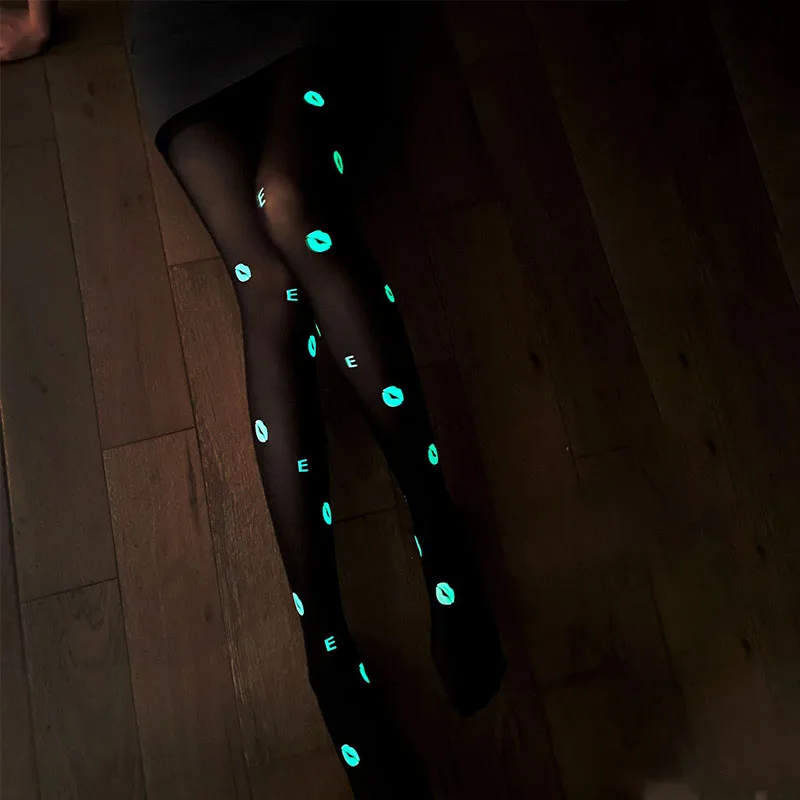 Skeleton Thigh High Glowsocks Halloween Bones Skeleton Print Stockings Cosplay Party&Halloween&Carnival Womens Pantyhose