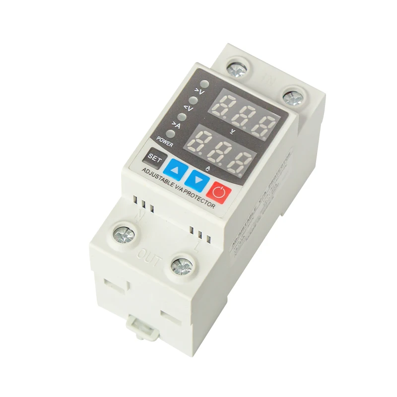 kinee  self-recovery single adjustable over and under voltage protective protector with lcd current 63a 100a 2p 110v  220v