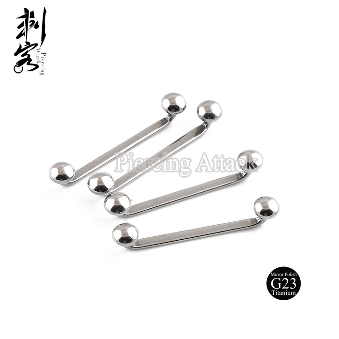 G23 Titanium  Highly Polished Body Jewelry Titanium Flat Surface Barbell 16 Gauge Surface Piercing