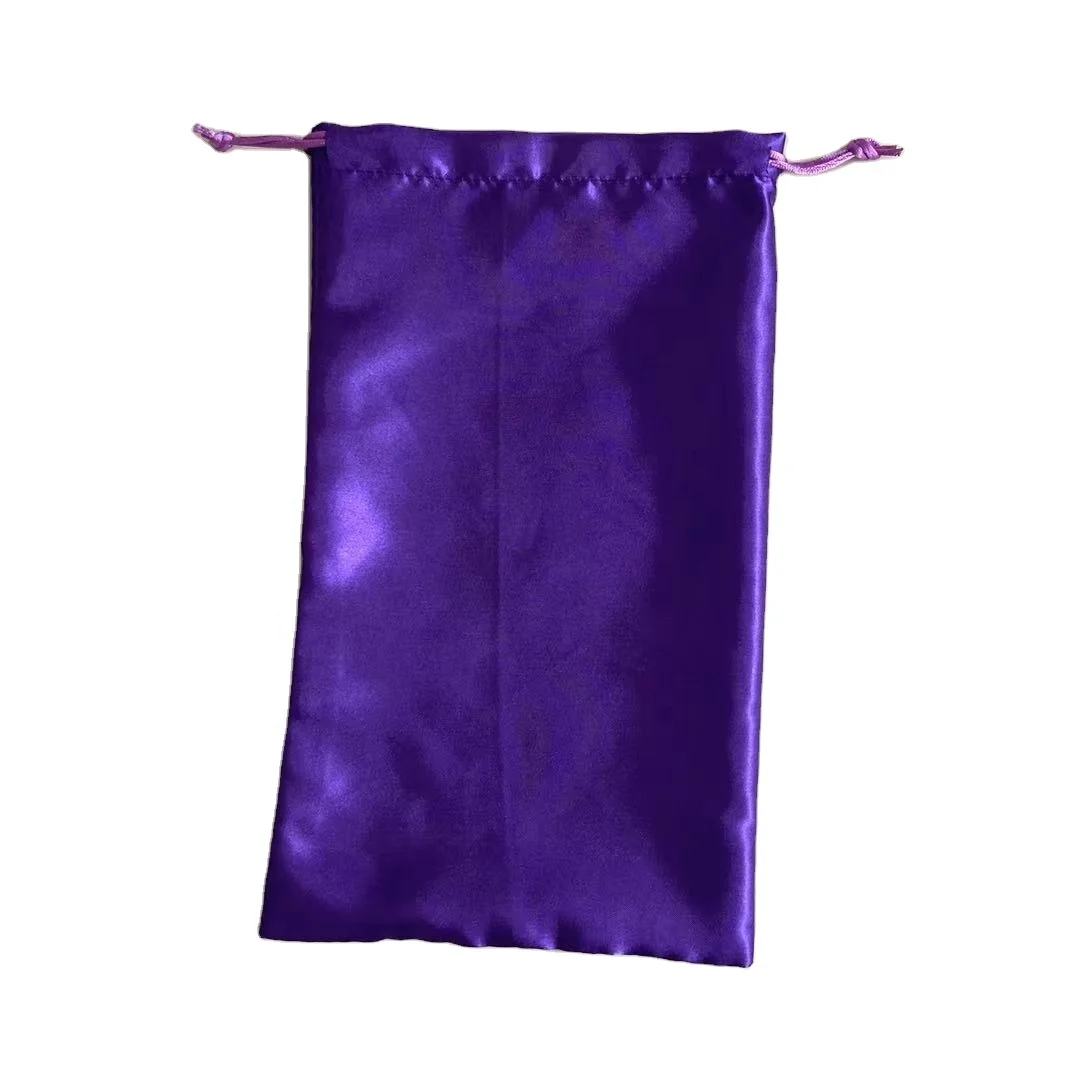 Satin-13 Wholesale custom fashion design cheap satin bag purple silk satin drawstring bag