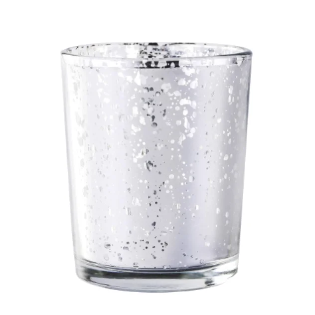 Wholesale Electroplate Silvery Color Lanterns And Candle Jars Cylinder Glass Candle Holder For Wedding