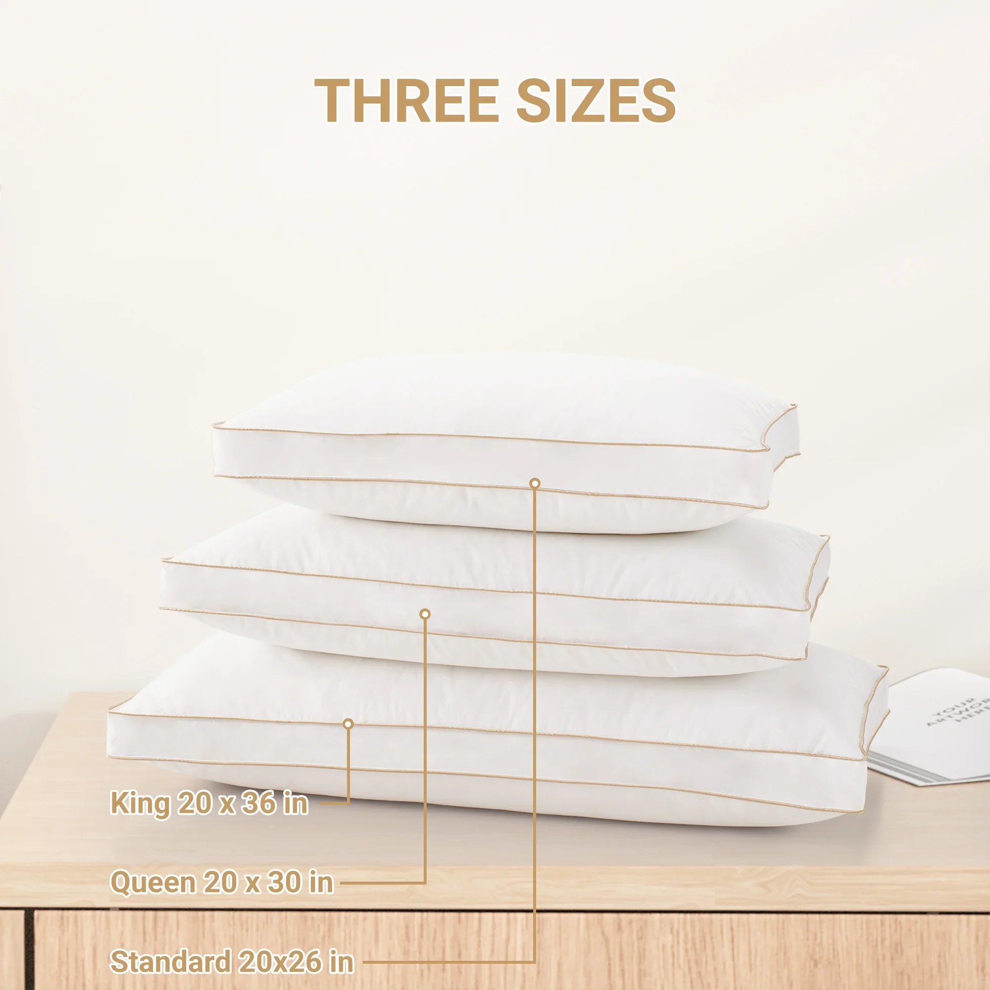 Hotel Collection Bed Down Medium Firm Feather Down Pillow Inserts King Size Set of 2 Soft Cozy Cooling Bedding Bed Pillow