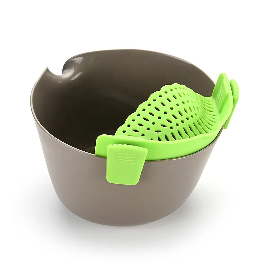 
Heat Resistant Fits all Pots and Bowls Kitchen food Strainers, Clip On Silicone Colander 