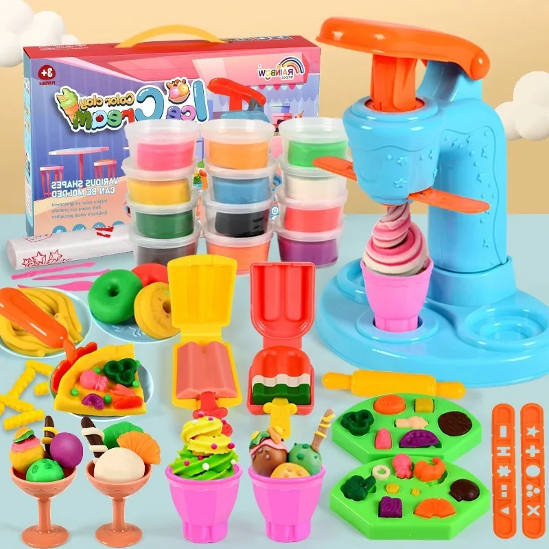 Explosive toy Magic Play dough Color Polymer Clay Tool set Kids Stamp non-toxic toy Diy noodle maker mold Play dough toy