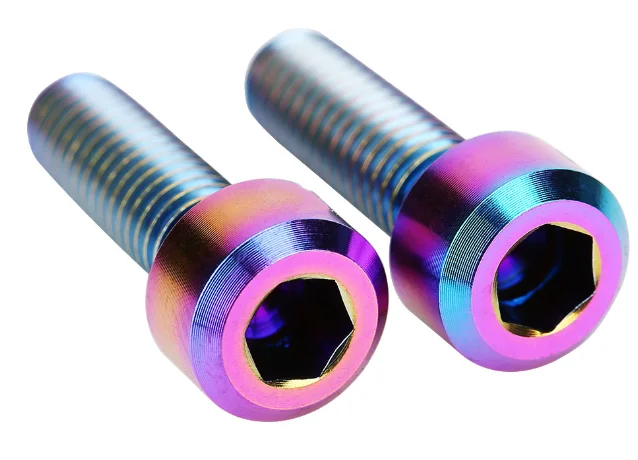 Tapered Head Ti Bolts with Washer for Bike Stem rainbow titanium stainless mtb bicycle bmx bike quill mount holder screw