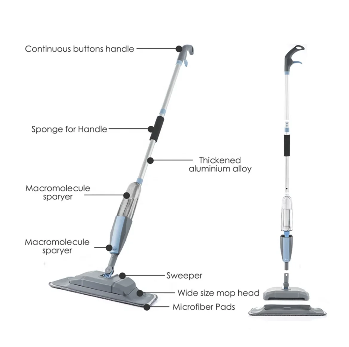 Mop 3 in 1 Spray Mop And Sweeper Machine Vacuum Cleaner Hard Floor Flat Cleaning Tool Set For Household Hand-held Easy Use Mop