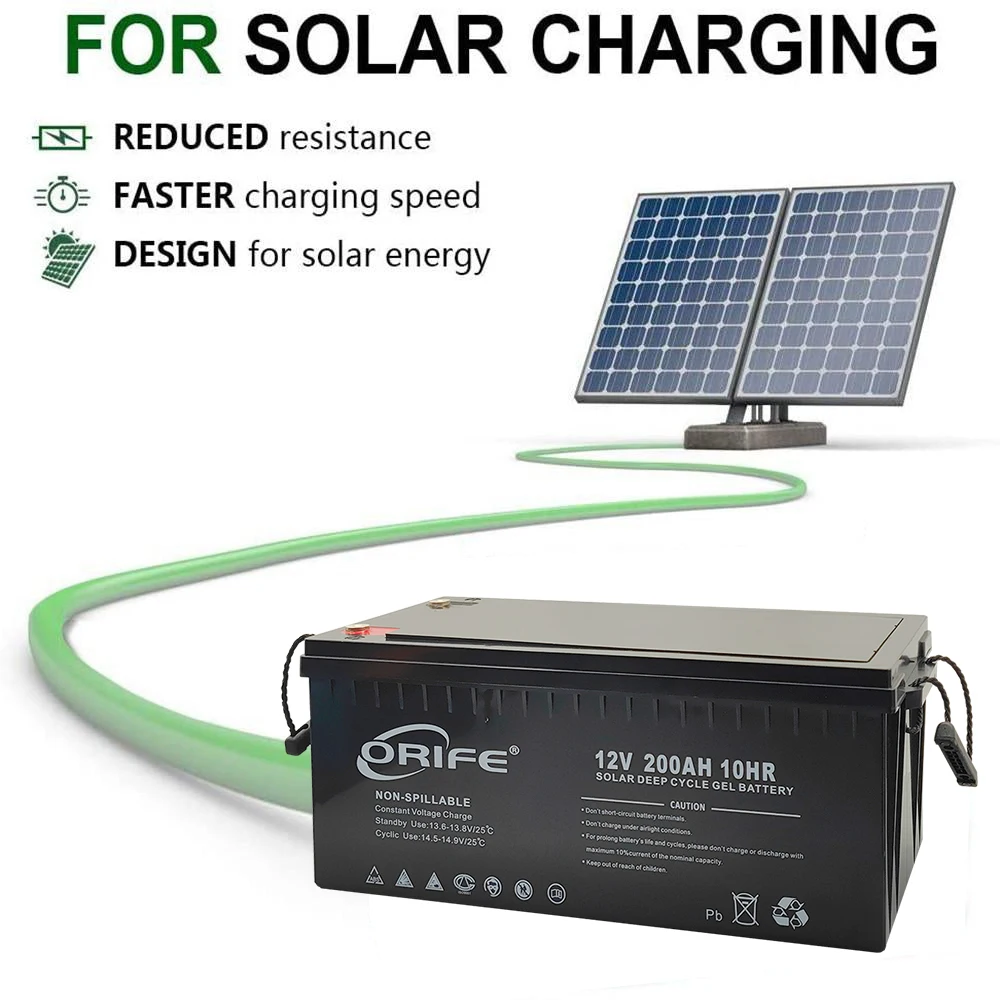 ORIFE custom hybrid discharger sealed lead acid deep cycle gel solar battery 12v 200ah
