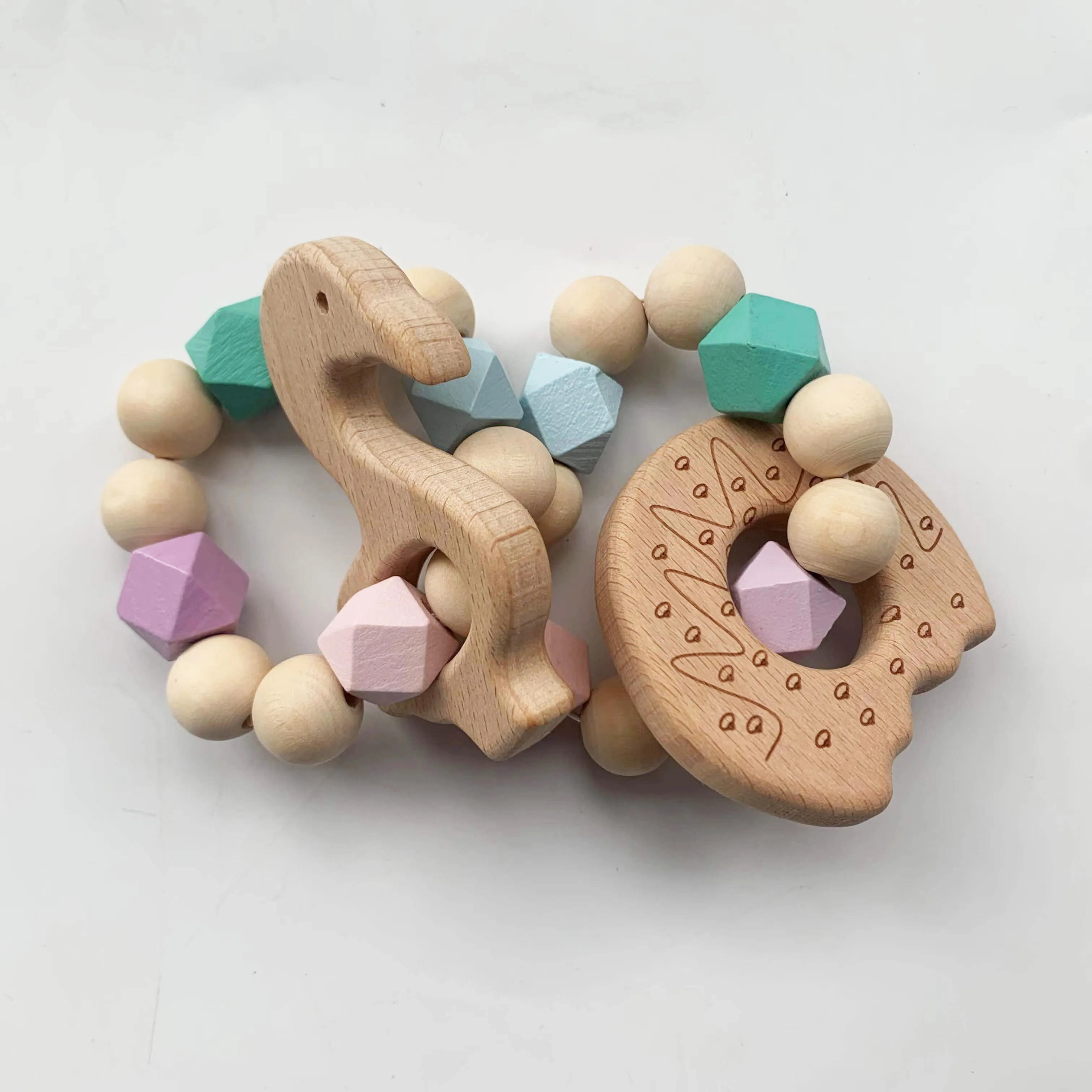 New Design Sensory Baby Teething Toys Rattle Soft Bpa Free Wood Baby Teether
