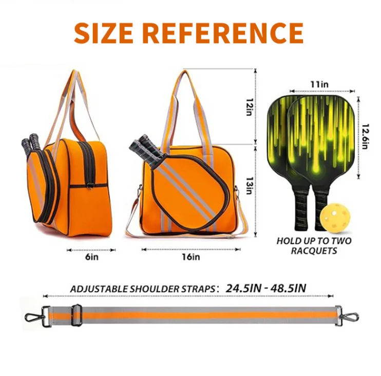 Custom Portable Waterproof Sport Paddle Tennis Racket Sling  Pickleball Bag Neoprene  for Men Women