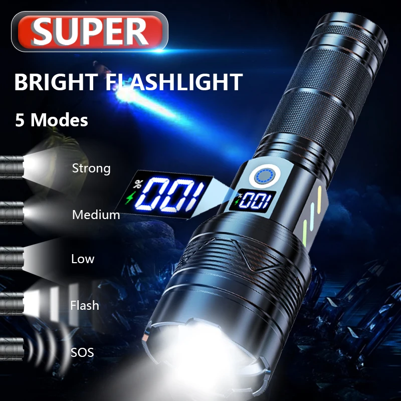 Flash Sales High Powered Flash Light Super Bright High Lumen USB Rechargeable Flashlight for Emergency, Hiking, Camping, Outdoor
