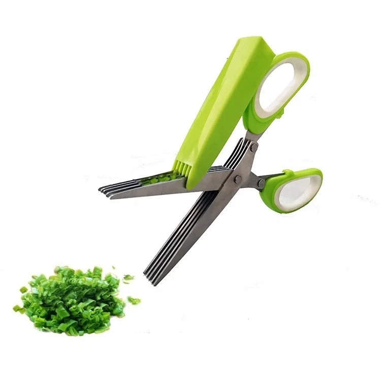 
Multi-functional Stainless Steel 5 Layers Kitchen Scissors Shredded Scallion Cut 5 blades Herb Scissors 