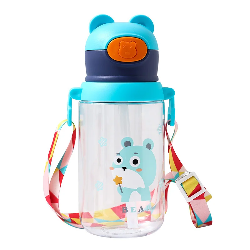 Seaygift creative led light portable handle kids plastics drink water cups children drinking water bottles with lids and straw