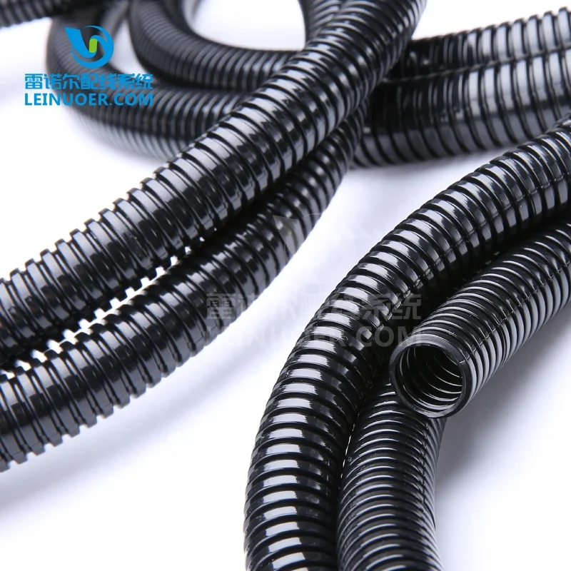 Corrugated Wavelike Black Grey Plastic Conduit PA6 Polyamide Nylon Flexible Corrugated Conduit Tube