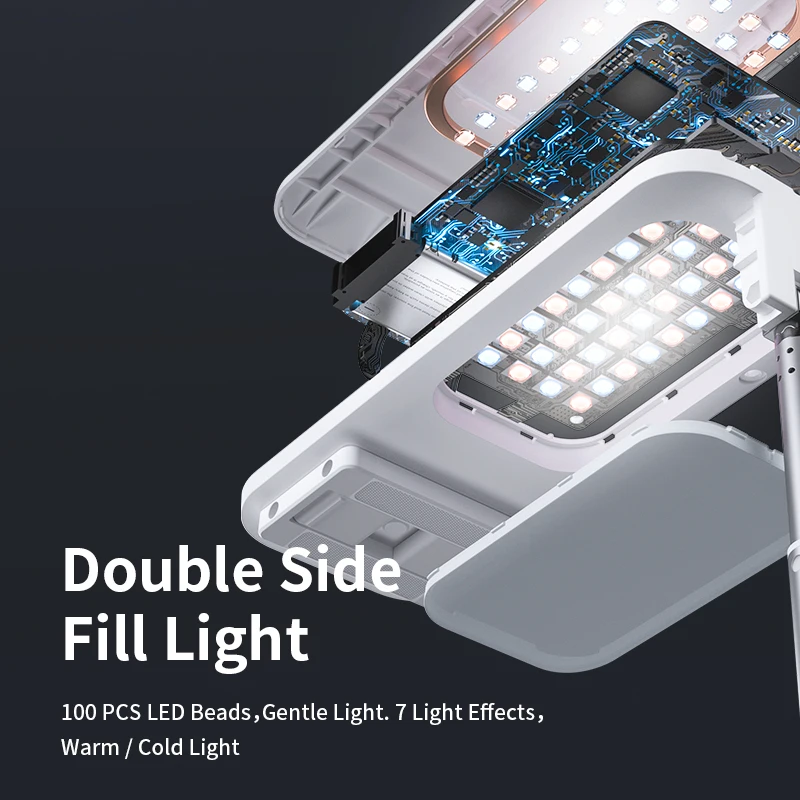 Portable Phone Holder Stand With Wireless Dimmable LED Selfie Fill Light Lamp For Live Video Fill Light Retractable Phone Stand