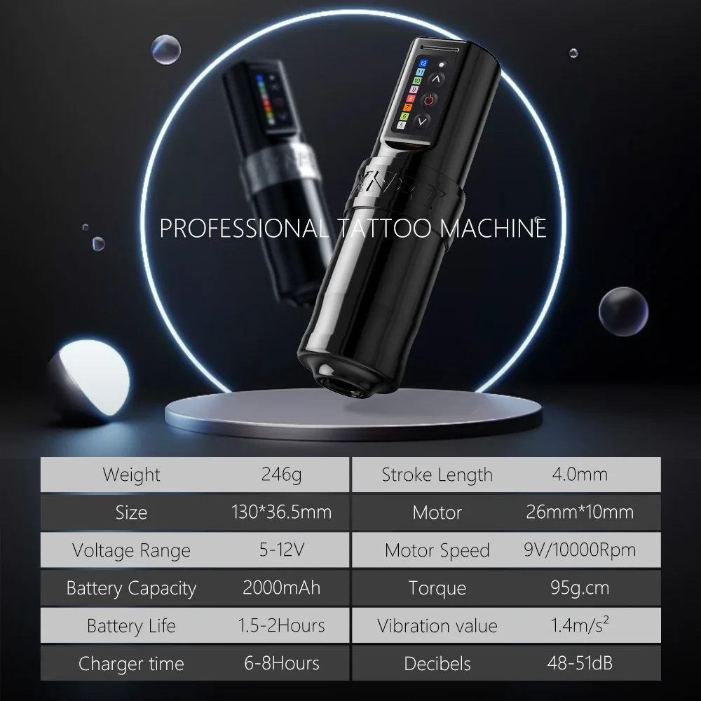 Ambition F L U X 4mm Stroke Professional Wireless Tattoo Pen Rotary Tattoo Gun Machine with Double Battery for Artist Body Art