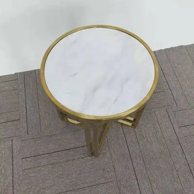 2022 new arrival modern design living room furniture high end marble round luxury Stainless steel base coffee table tea table