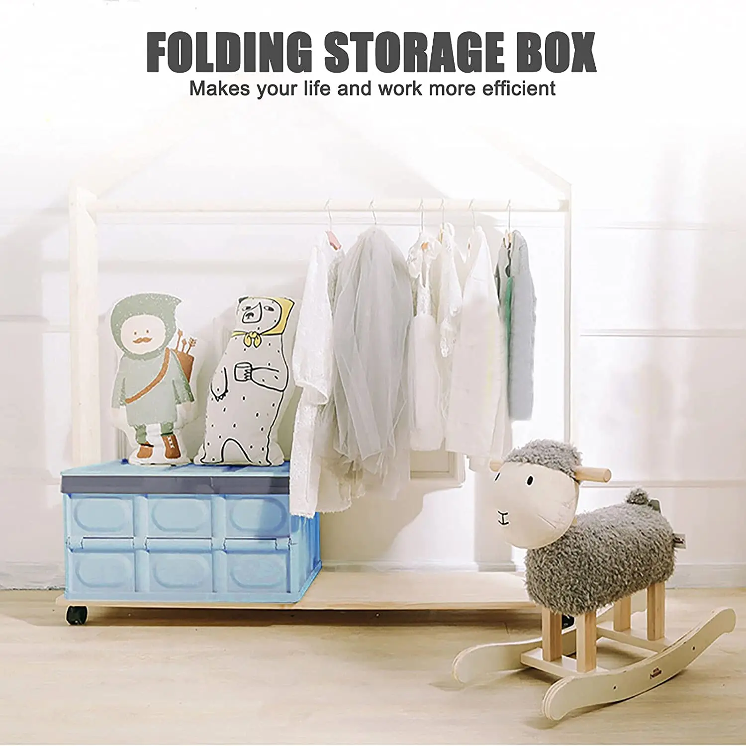 Lidded Storage Bins 2 Pack 30L Collapsible Storage Box Crates Plastic Tote Storage Box Container Stackable