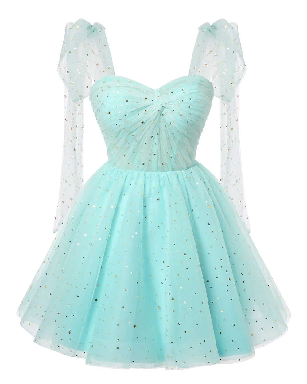 Shiny Tulle made Sweetheart Neckline Mini Homecoming Dresses With Spaghetti Strap Prom Gowns