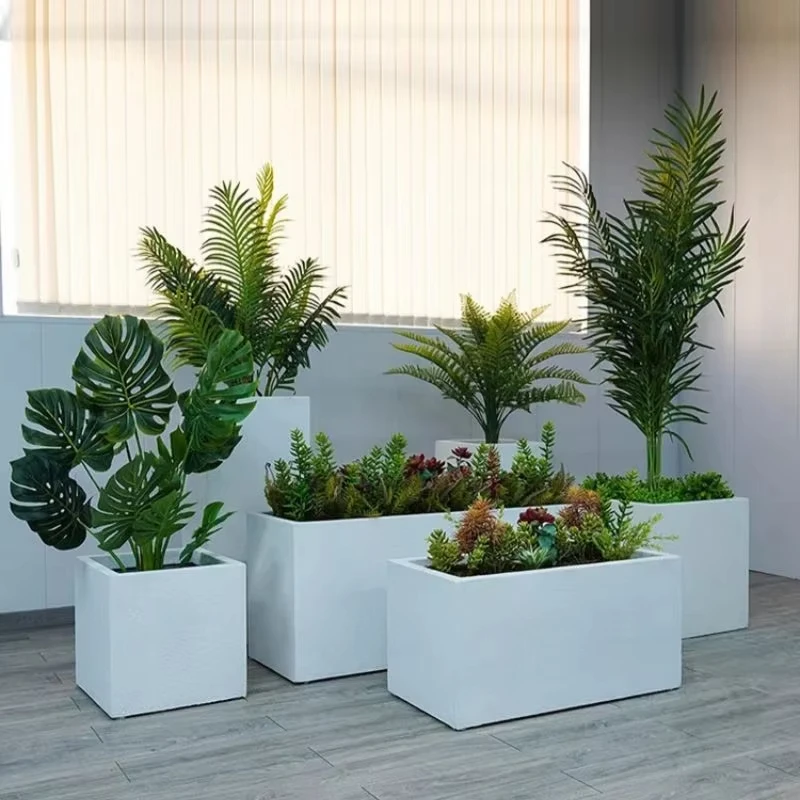 Garden supplies Outdoor large stainless steel metal flowerpots Plant containers Decorative rack boxes Custom flowerpots