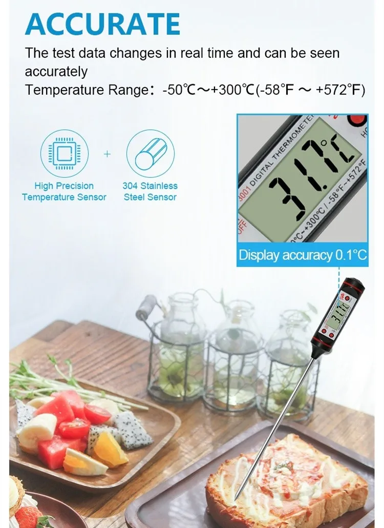 Electronic Food Kitchen Household Thermometer for Meat Cooking Digital Meat Thermometer