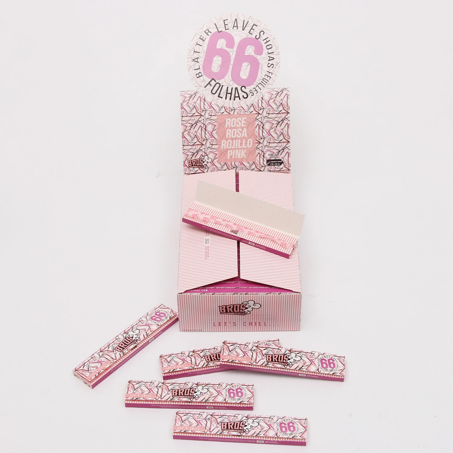 pink packing custom rolling paper for smoking rice paper white with pink line