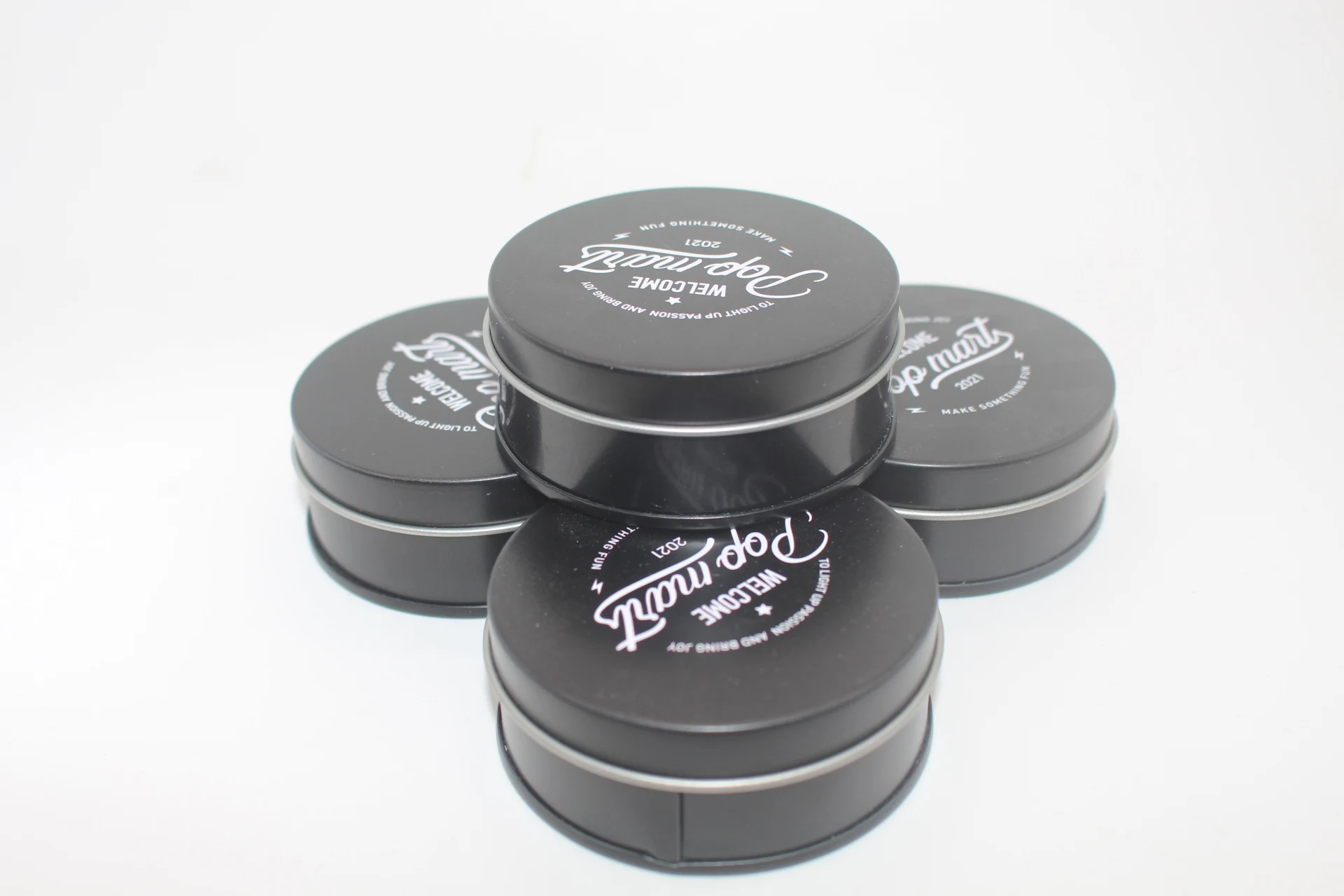 round candle can white cake tin box gift Herb Canister Lip Balm Tin Tea Caddy cookie