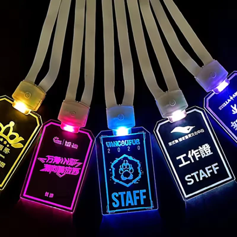 New Product In Stock Acrylic LED Lanyard Id  Card Badge Holder For Business Gift Supply
