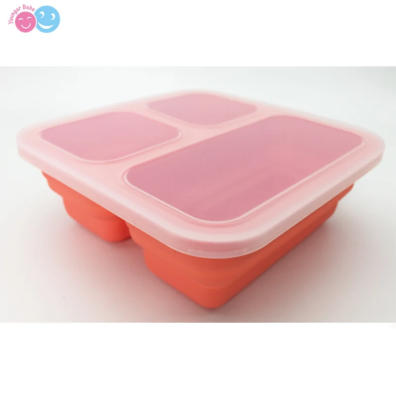 3 Portions New Arrival Silicone Ice Tray Baby Food Storage Container Folding Freezer Tray